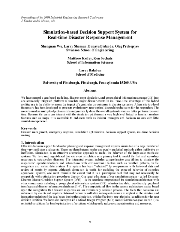 (PDF) Simulation-based Decision Support System for Real-time Disaster ...
