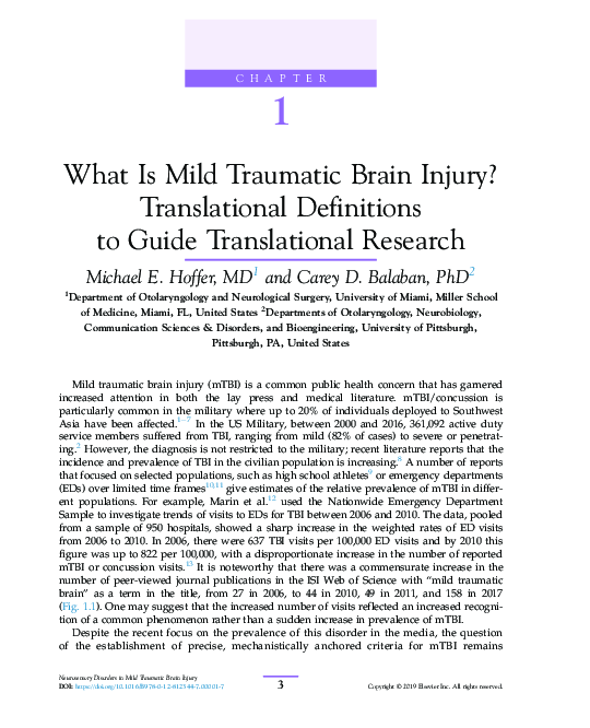 (PDF) Neurosensory Disorders in Mild Traumatic Brain Injury