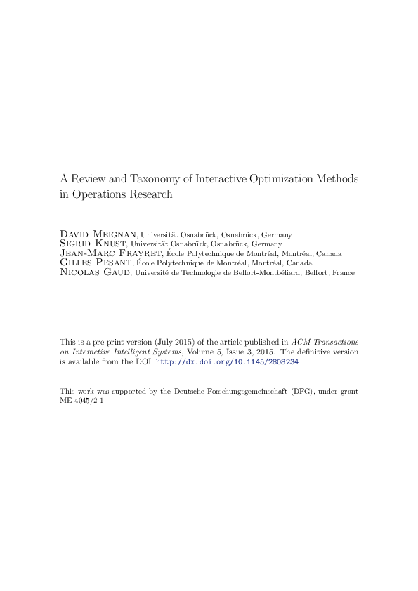 (PDF) A Review and Taxonomy of Interactive Optimization Methods in ...