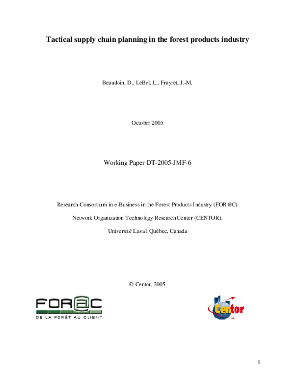 (PDF) Tactical supply chain planning in the forest products industry ...