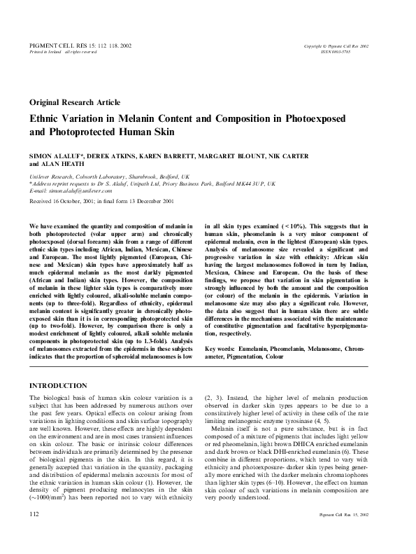 (PDF) Ethnic Variation in Melanin Content and Composition in ...