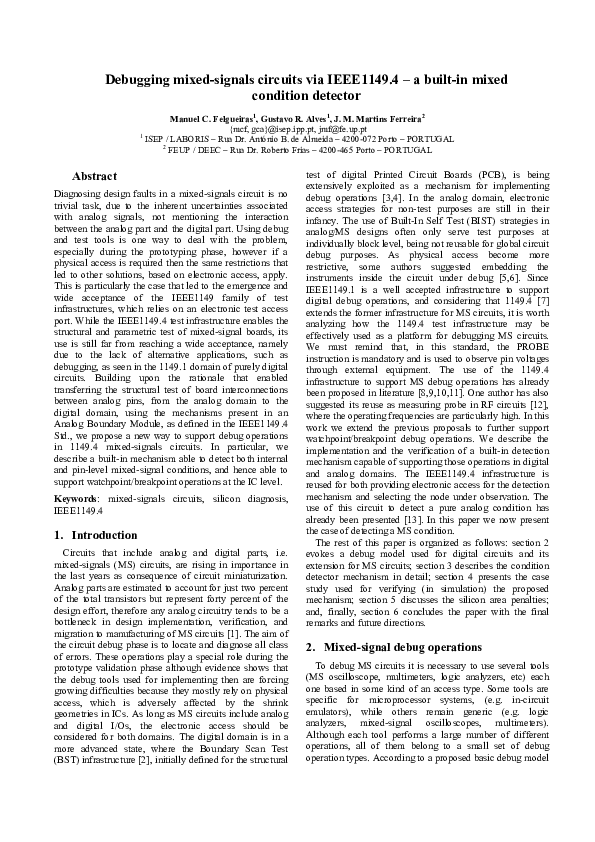 (PDF) Debugging mixed-signals circuits via the IEEE1149.4 - a built-in ...