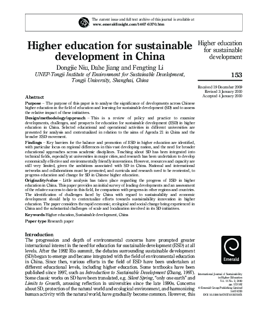 (PDF) Higher Education for Sustainable Development