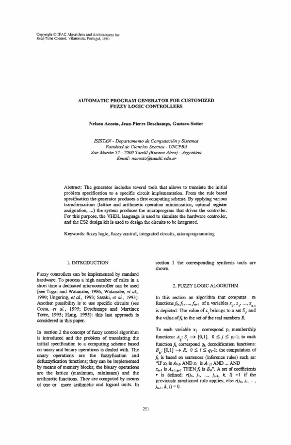 (PDF) Automatic Program Generator for Customized Fuzzy Logic Controllers