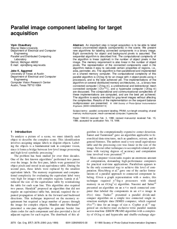 (PDF) Parallel image component labeling for target acquisition