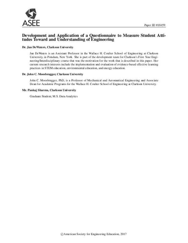 (PDF) Development and Application of a Questionnaire to Measure Student ...