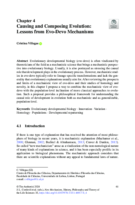 (PDF) Causing and Composing Evolution: Lessons from Evo-Devo Mechanisms