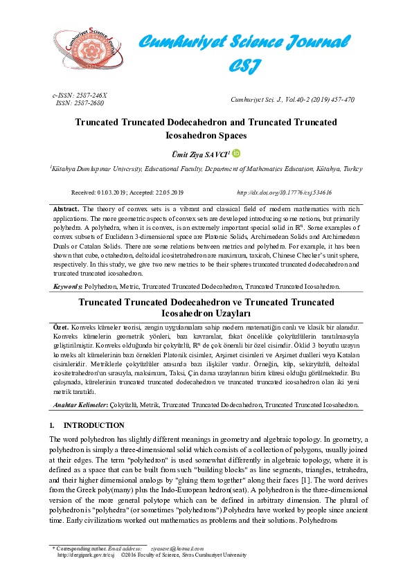 (PDF) Truncated Truncated Dodecahedron ve Truncated Truncated ...