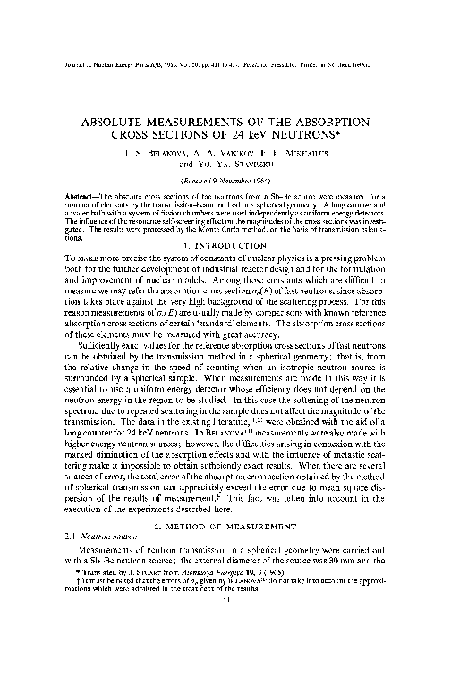 (PDF) Absolute measurements of the absorption cross sections of 24 keV ...