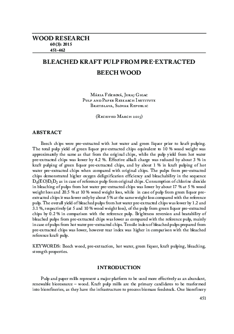 (PDF) Bleached Kraft Pulp from Pre-Extracted Beech Wood