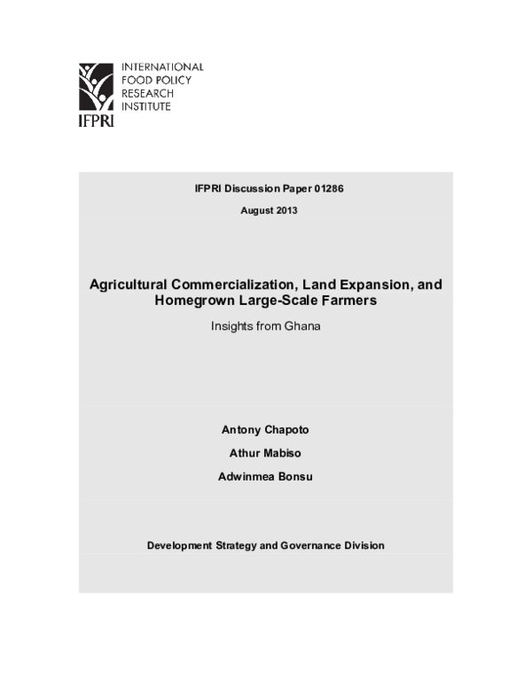 (PDF) Agricultural commercialization, land expansion, and homegrown ...