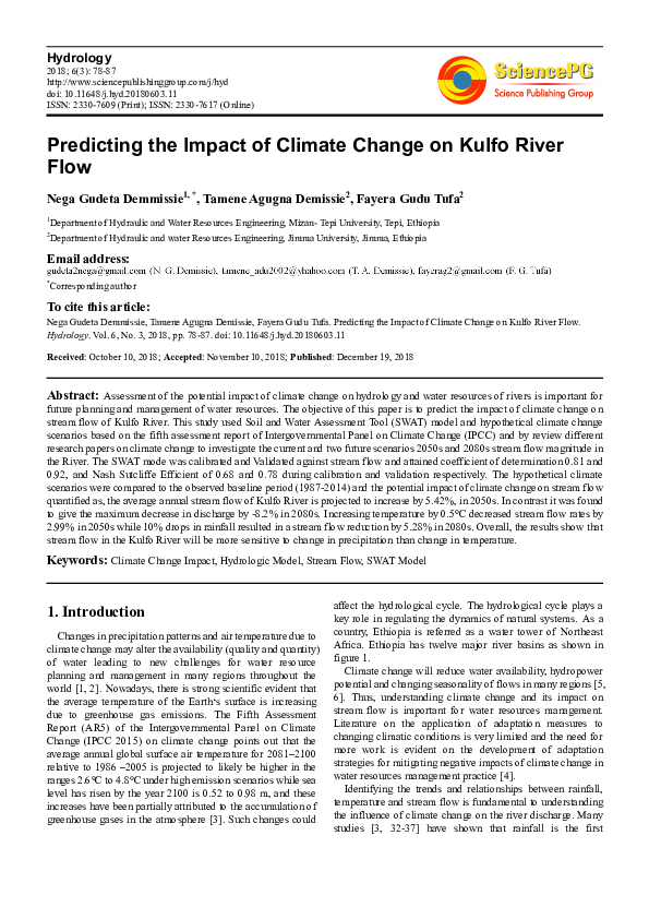 (PDF) Predicting the Impact of Climate Change on Kulfo River Flow