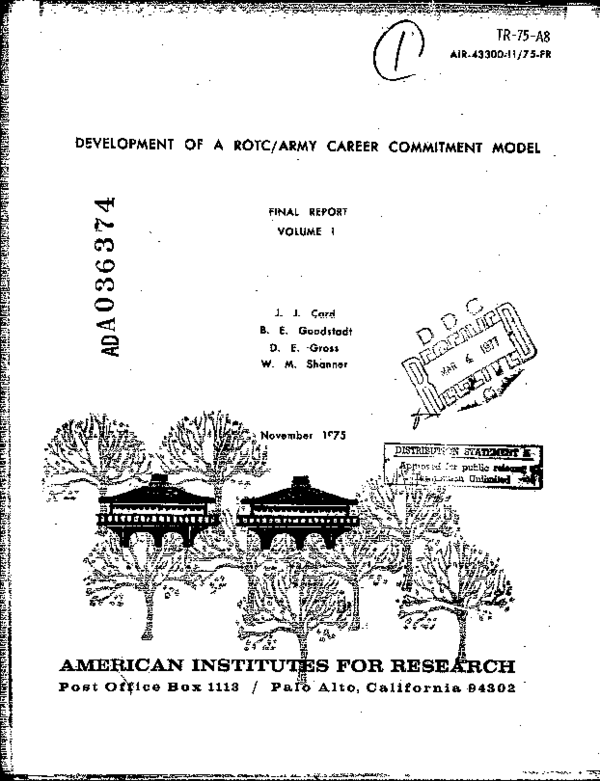 (PDF) Development of a ROTC/Army Career Commitment Model: Final Report ...