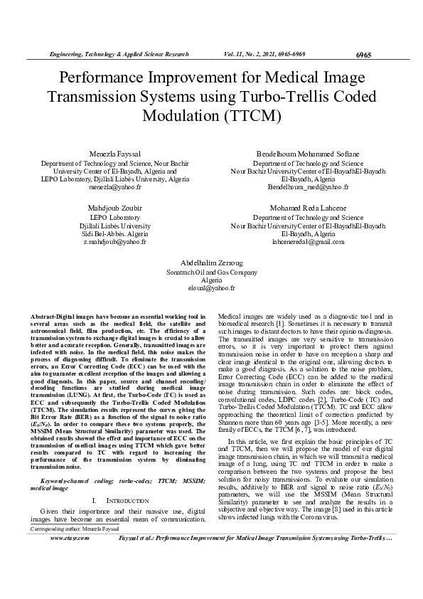 (PDF) Performance Improvement for Medical Image Transmission Systems ...