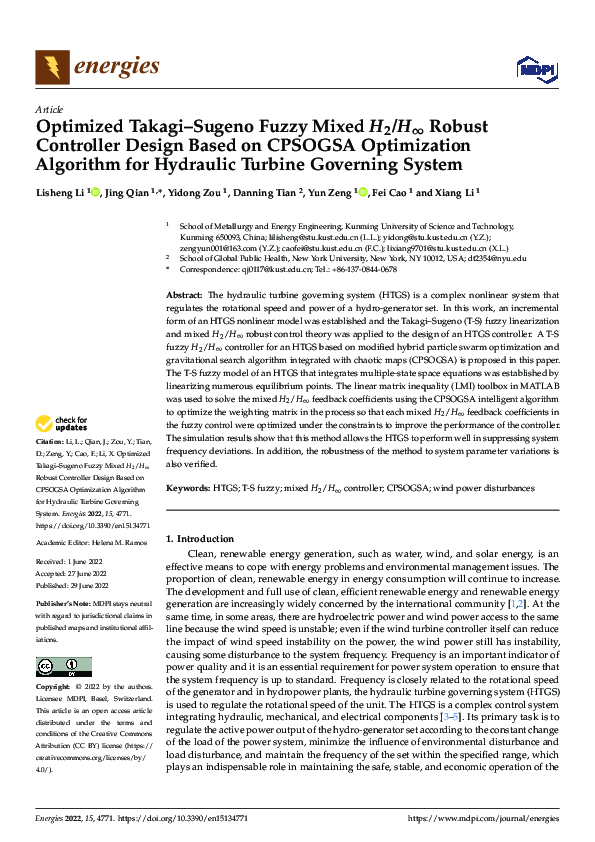 (PDF) Optimized Takagi–Sugeno Fuzzy Mixed H2/H∞ Robust Controller ...
