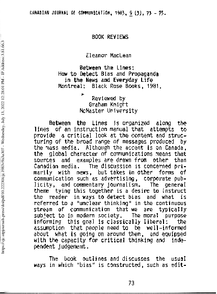(PDF) Between the Lines: How to Detect Bias and Propaganda in the News ...