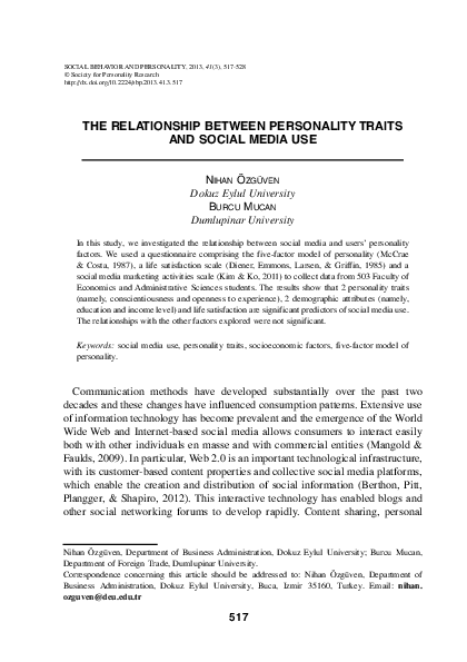 (PDF) The Relationship Between Personality Traits and Social Capital ...