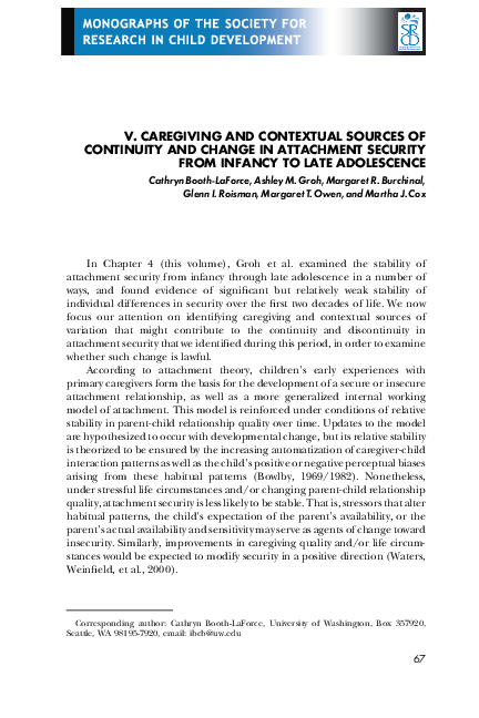 (PDF) V. Caregiving and Contextual Sources of Continuity and Change in ...