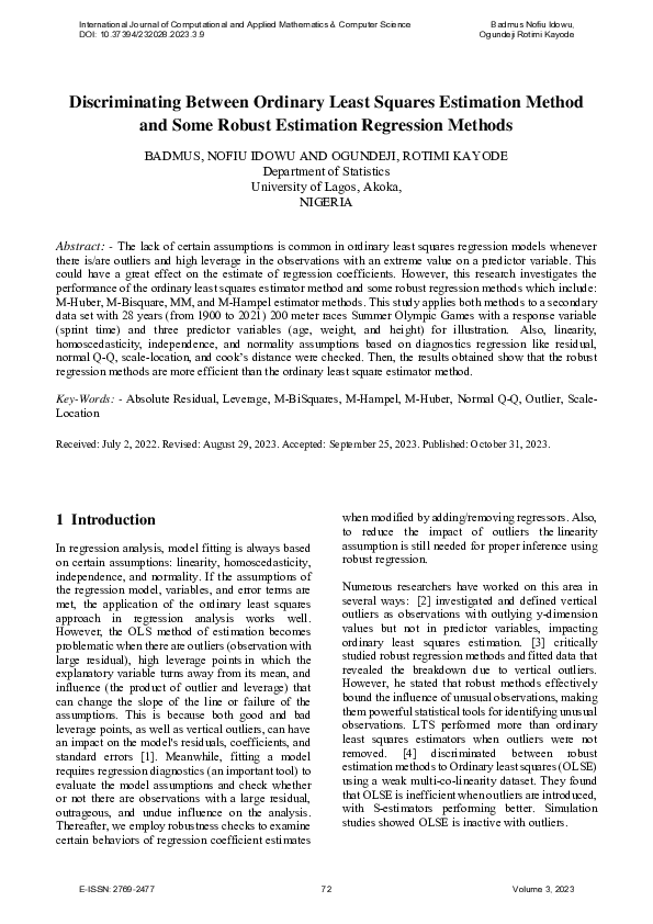 (PDF) Discriminating Between Ordinary Least Squares Estimation Method ...
