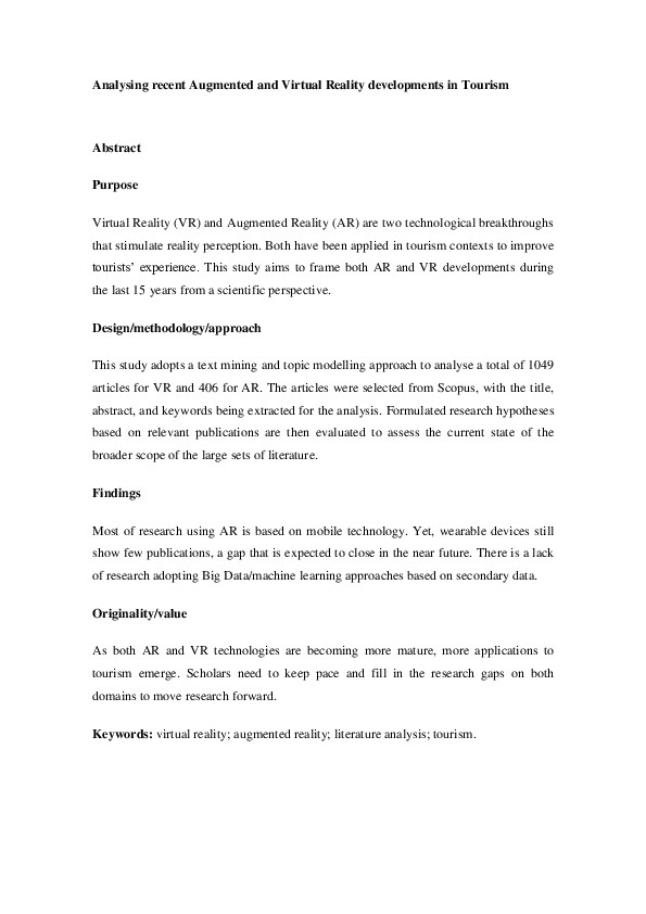 (PDF) Analysing recent augmented and virtual reality developments in ...