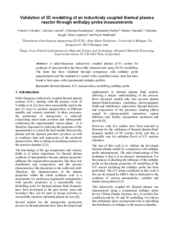 (PDF) Validation of 3-D modelling of an inductively coupled thermal ...