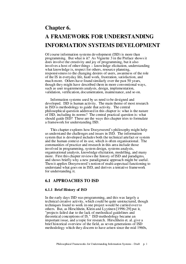 (PDF) A Framework for Understanding Information Systems Development