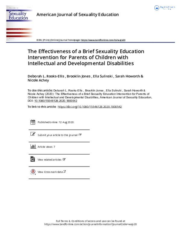 (PDF) The Effectiveness of a Brief Sexuality Education Intervention for ...