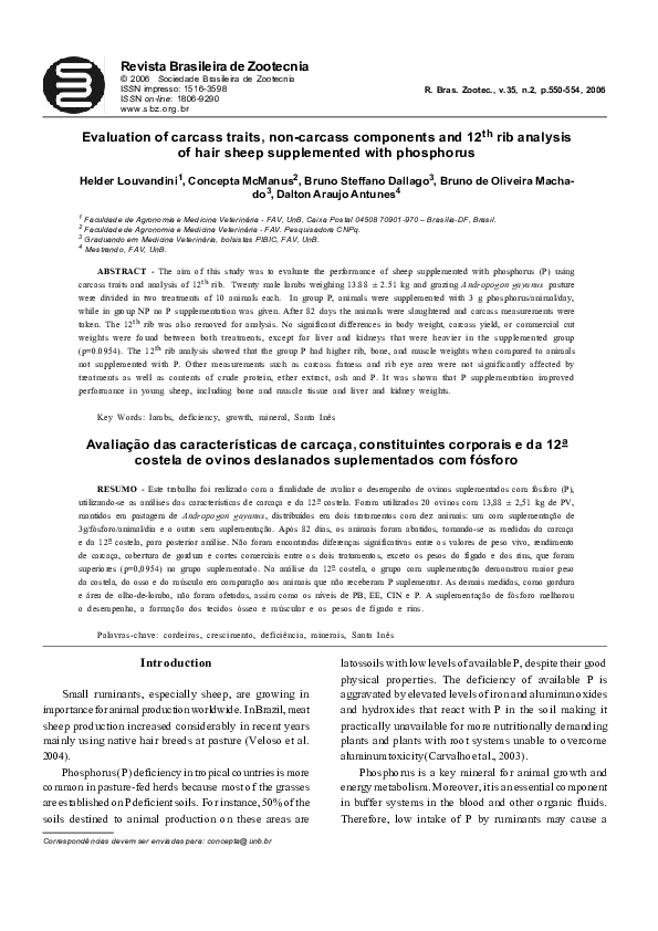 (PDF) Evaluation of carcass traits, non-carcass components and 12th rib ...