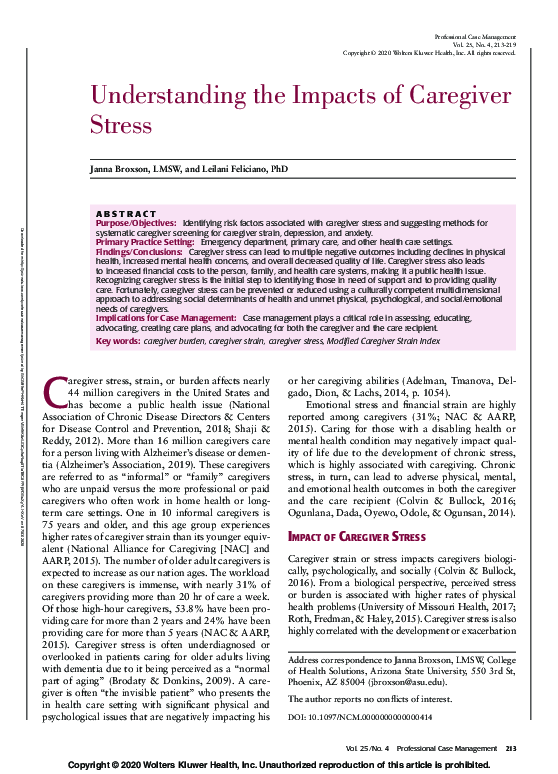 (PDF) Understanding the Impacts of Caregiver Stress