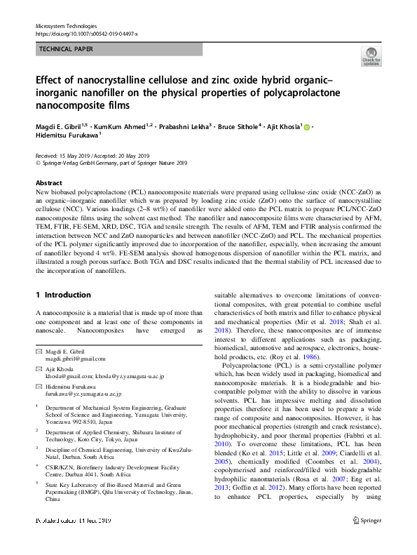 (PDF) Effect of nanocrystalline cellulose and zinc oxide hybrid organic ...