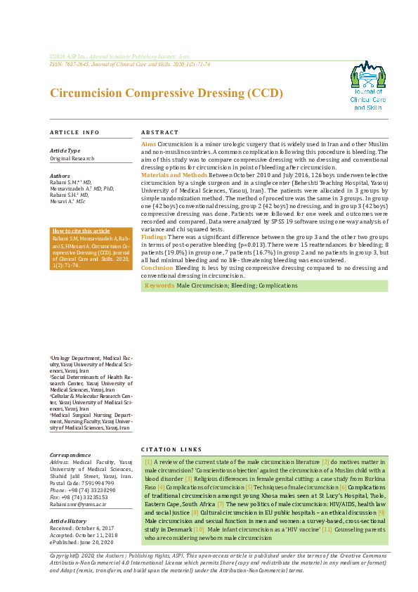 (PDF) Circumcision Compressive Dressing (CCD)