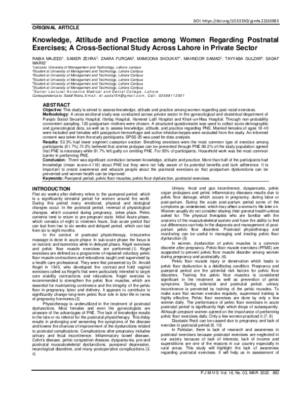 (PDF) Knowledge, Attitude and Practice among Women Regarding Postnatal ...