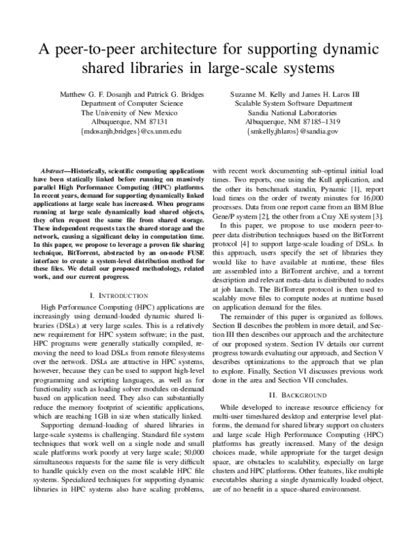 (PDF) A Peer-to-Peer Architecture for Supporting Dynamic Shared ...