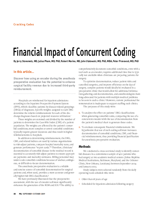 (PDF) Financial impact of concurrent coding