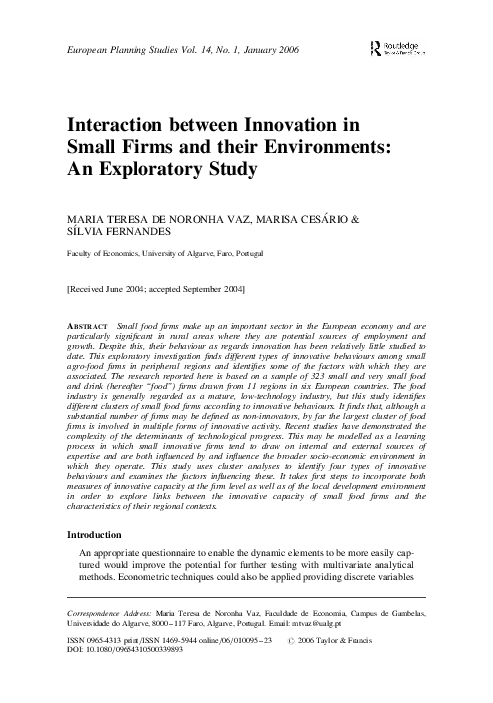 (PDF) Interaction between innovation in small firms and their ...