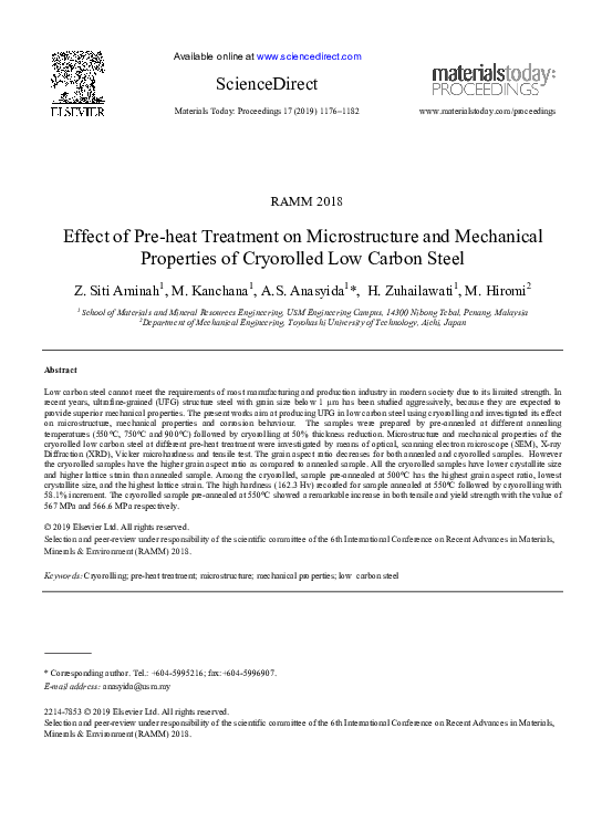 (PDF) Effect of Pre-heat Treatment on Microstructure and Mechanical ...