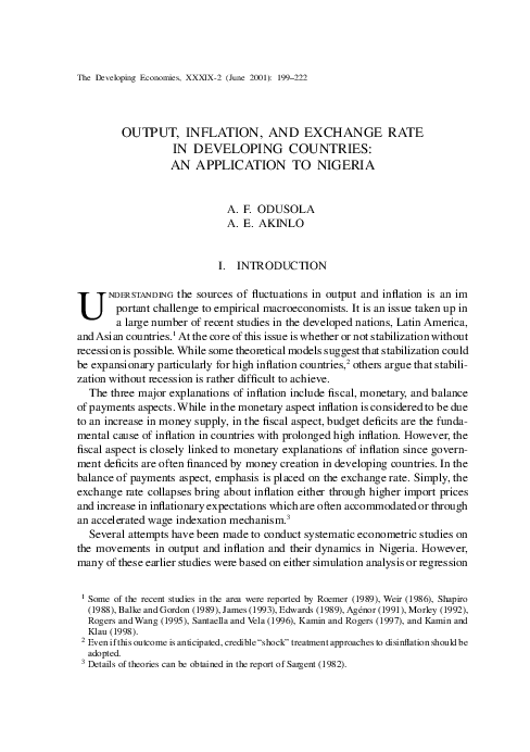 (PDF) Output, Inflation, and Exchange Rate in Developing Countries: An ...
