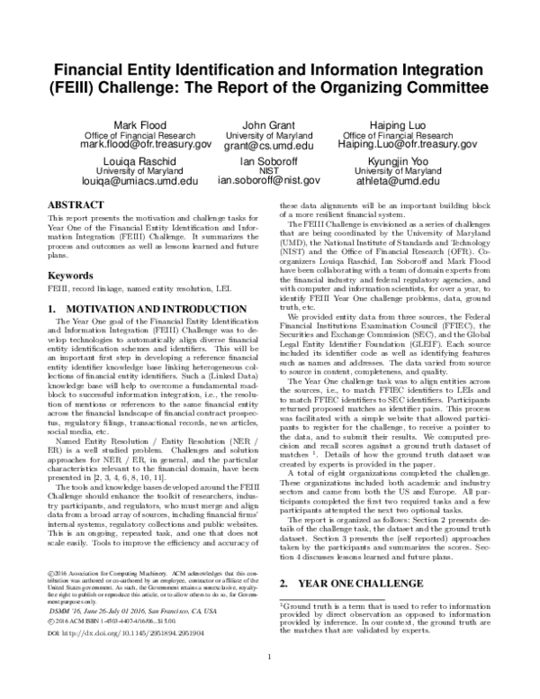 (PDF) Financial Entity Identification and Information Integration ...