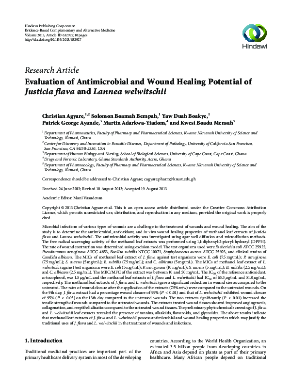 (PDF) Evaluation of Antimicrobial and Wound Healing Potential of ...