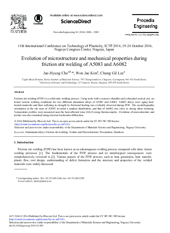 (PDF) Evolution of the microstructure and mechanical properties of ...