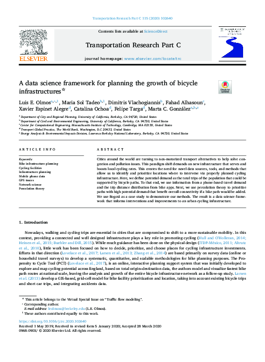 (PDF) A data science framework for planning the growth of bicycle ...