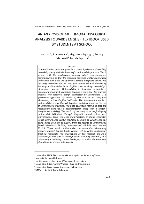 (PDF) An Analysis of Multimodal Discourse Analysis Towards English ...