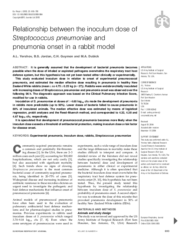 (PDF) Relationship between the inoculum dose of Streptococcus ...