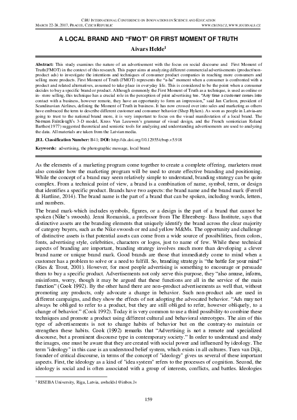 (PDF) A Local Brand and “Fmot” or First Moment of Truth