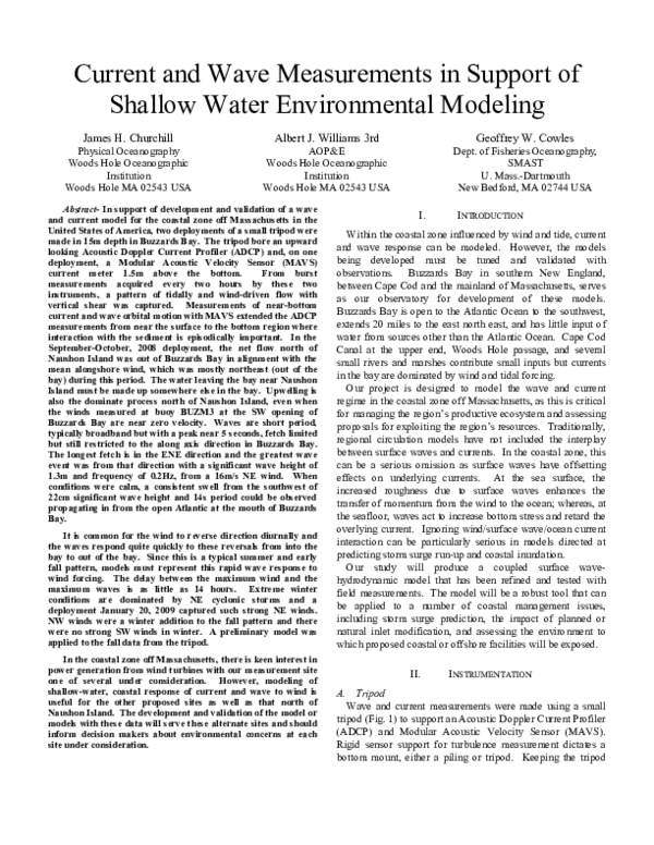(PDF) Current and wave measurements in support of shallow water ...