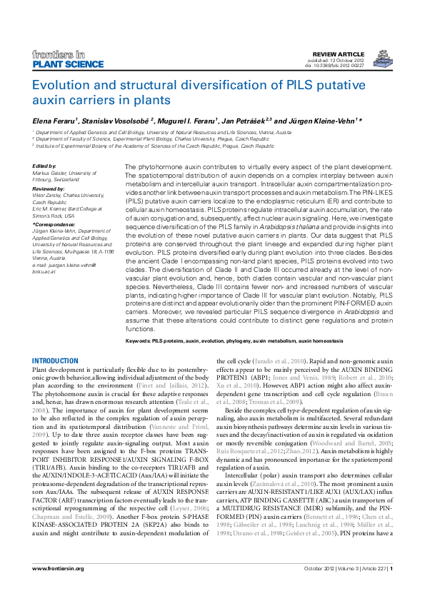 (PDF) Evolution and structural diversification of PILS putative auxin ...