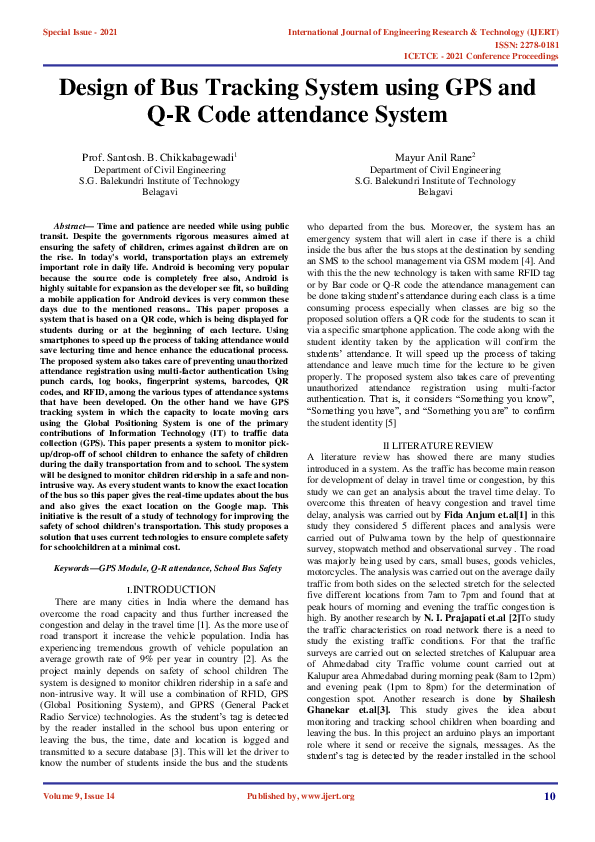 (PDF) Design of Bus Tracking System using GPS and Q-R Code attendance ...