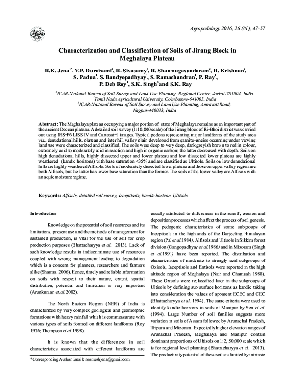 (PDF) Characterization and Classification of Soils of Jirang Block in ...