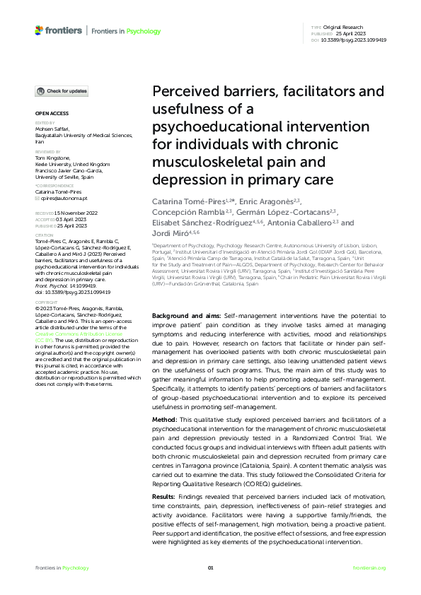 (PDF) Perceived barriers, facilitators and usefulness of a ...