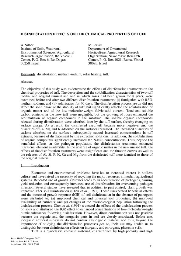 (PDF) Disinfestation Effects on the Chemical Properties of Tuff